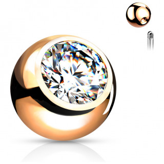 Boule strass en acier cuivr� pour piercing (remplacement)