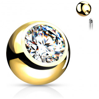 Boule strass en acier dor� pour piercing (remplacement)