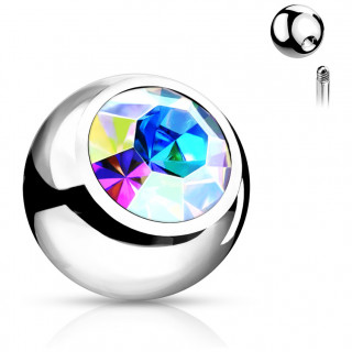Boule de piercing en acier sertie - Aurore bor�ale