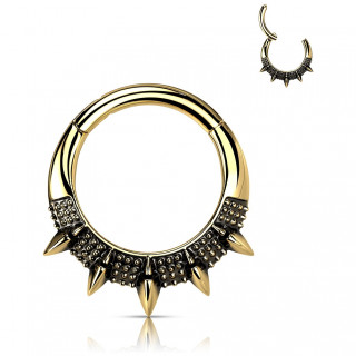 Anneau charni�re en acier haute pr�cision Dor� style �ventail de piques