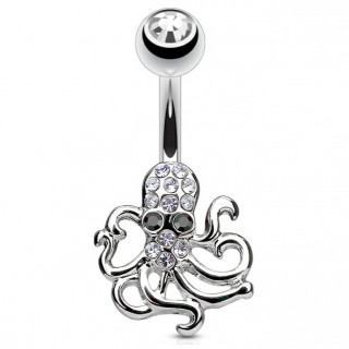 Piercing nombril poulpe pav� de cristaux