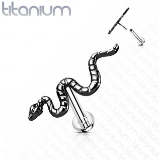 Piercing Titane labret � serpent Noir (tige push-in)