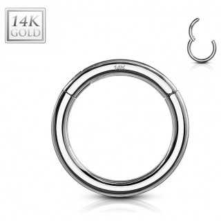 Piercing anneau � segment clips en or blanc 14 carats (oreille, t�ton, l�vre...)