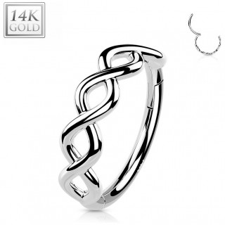 Anneau charni�re en or blanc 14 carats � spirale