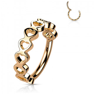 Piercing anneau segment couronne de coeurs en acier haute pr�cision Cuivr�