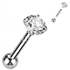 Piercing oreille cartilage Titane � zirconium facett� (filetage interne)