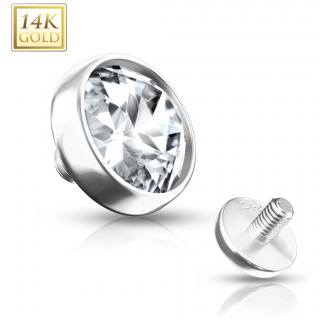 Embout zirconium en or blanc 14 carats pour piercing � filetage interne