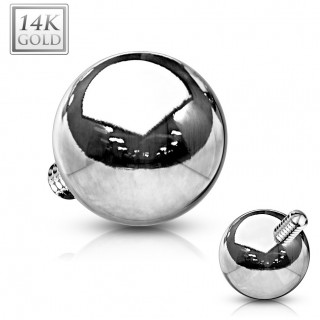 Boule en or blanc 14 carats pour piercing � filetage interne