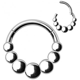 Anneau charni�re en acier � ronds asym�triques (septum, lobe, h�lix...)