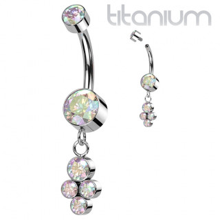 Piercing nombril Titane disques zirconiums � pendentif - Aurore bor�ale