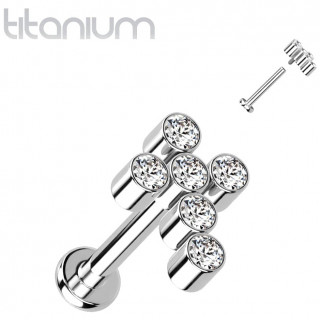 Piercing labret titane croix de zirconiums (l�vre, tragus, lobe...)