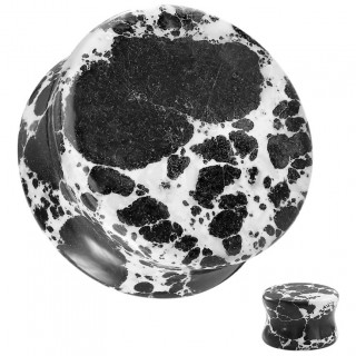 Plug en pierre tachet�e noir et blanc de Turquoise Noire Imperial