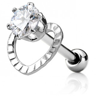 Piercing cartilage � coeur ajour� et pierre claire