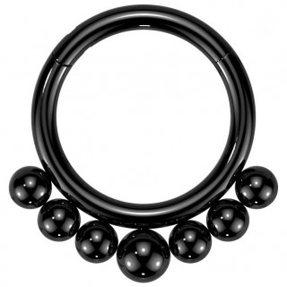 Anneau segment en Titane noir � billes asym�triques