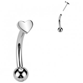 Piercing courb� Titane � petit coeur push-in (arcade, rook...)
