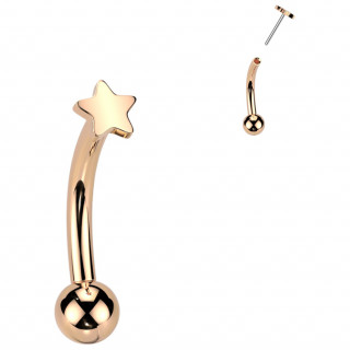 Piercing courb� Titane cuivr� � petite �toile push-in (arcade, rook...)