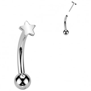 Piercing courb� Titane � petite �toile push-in (arcade, rook...)