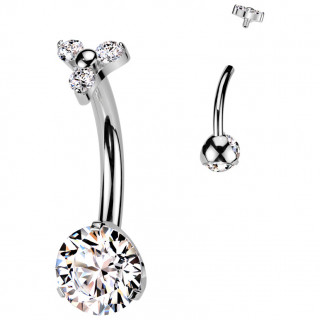 Piercing nombril Titane � Trinit� de Zirconiums (filetage interne)
