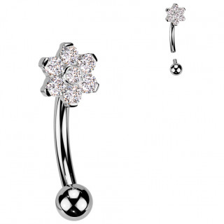Piercing courb� Titane � fleur de zirconiums (arcade, rook...)