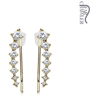 Epingles d'oreilles dor�es � 7 strass asym�triques (Paire)