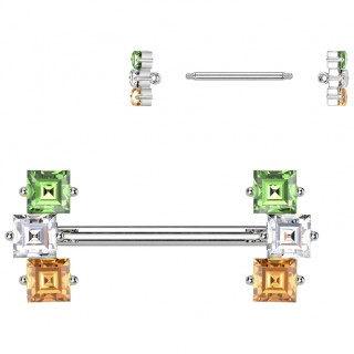 Piercing t�ton � zirconiums carr�s multicolores