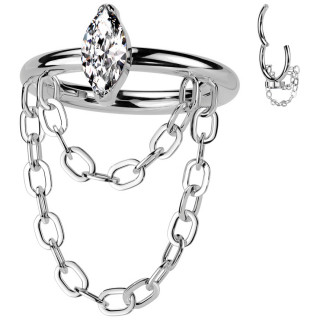 Piercing anneau charni�re en Titane � chaines et zirconium (h�lix, conch...)