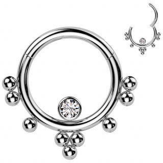 Piercing anneau charni�re en acier � zirconium et perles