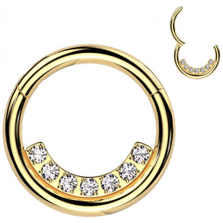 Piercing anneau charni�re dor� � arc de zirconiums (acier haute pr�cision)