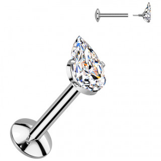 Piercing labret Titane � goutte claire en zirconium (l�vre, tragus, h�lix...)