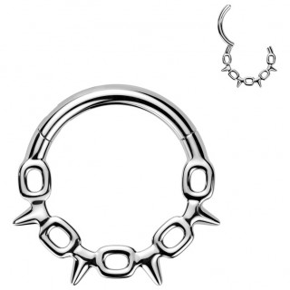 Anneau charni�re design fil barbel� en acier haute pr�cision (oreille, septum...)