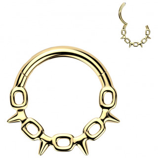 Anneau charni�re dor� design fil barbel� en acier haute pr�cision (oreille, septum...)