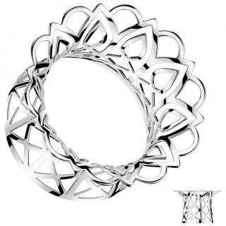 Piercing �carteur tunnel � motif floral entrelac� (en laiton plaqu� rhodium)