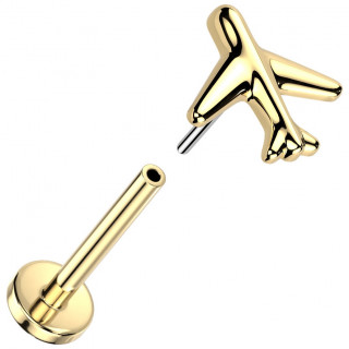 Piercing oreille Avion push-in en Titane dor�