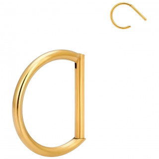 Anneau charni�re Titane dor� en forme de lettre D