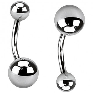 Piercing (arcade, rook, snug...) banane acier � boules asym�triques