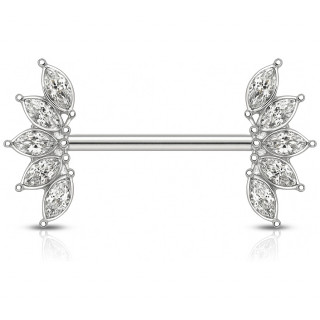 Piercing t�ton double �ventail de cristaux - Clair