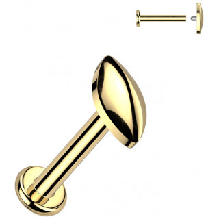 Piercing labret amande relief en titane dor� (l�vre et oreille)