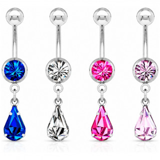 Piercing nombril avec goutte suspendue