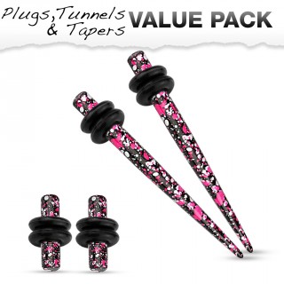 Lot de 4 �carteurs en acier tachet� rose, blanc et noir (2 plugs+2 tapers)