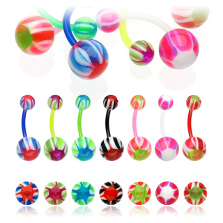 F Lot de 7 piercings nombril UV Devil's Eye