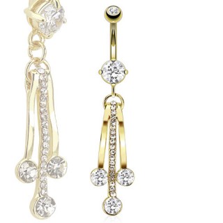 Micro piercing nombril  plaqu� or � vagues serties