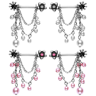 Paire de piercings t�ton fleurs