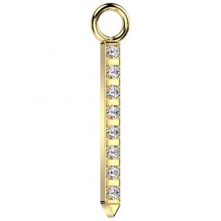 Pendentif de piercing barre sertie se terminant en pointe en Titane dor�