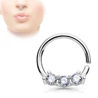 Petit piercing septum pliable � trio de strass