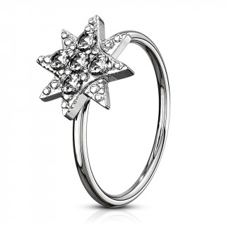 Piercing anneau � �toile octogramme sertie (narine, cartilage)
