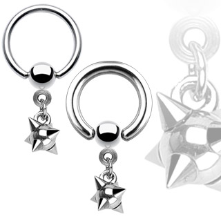 Piercing anneau captif avec pendentif boule � piques