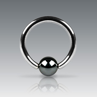 Piercing anneau captif en acier plaqu� H�matite