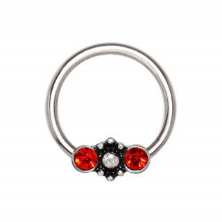 Piercing anneau CBR � pierres rouges (septum, cartilage...)