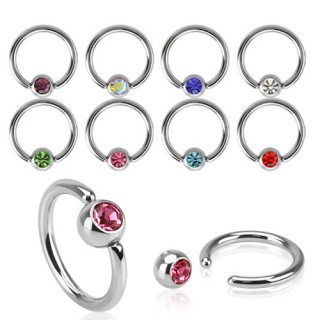 Piercing anneau CBR acier � boule sertie