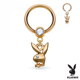 Piercing anneau CBR cuivr� � pendentif lapin Playboy